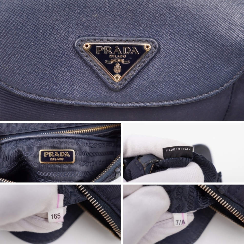 CB50 ❤️ PradaTessuto Nylon Saffiano Crossbody Bag Blue - Picture 8 of 14